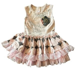 Giggle Moon 9M‎ Baby Girls Dress Toile Polka Dot Ruffled Rosette Tulle Pink